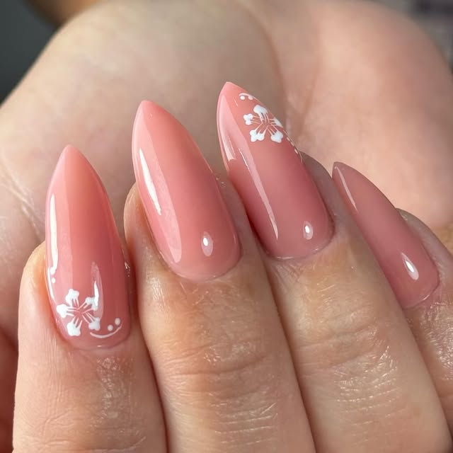 Pink floral nail design by Ofir